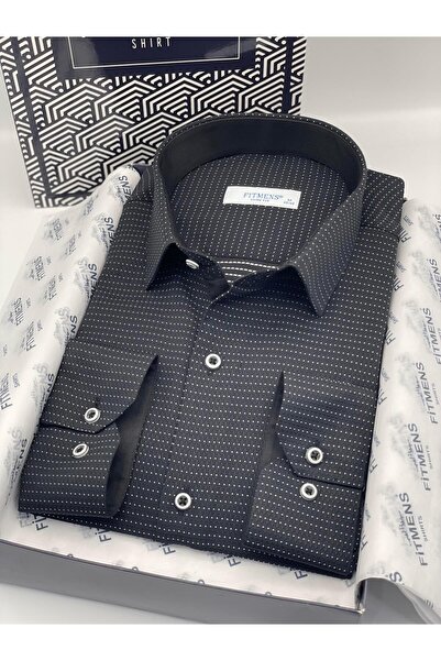 Fitmens Slim Fit Long Sleeve Dot Pattern Men's Shirt with Gift Box Fs-001374 ...