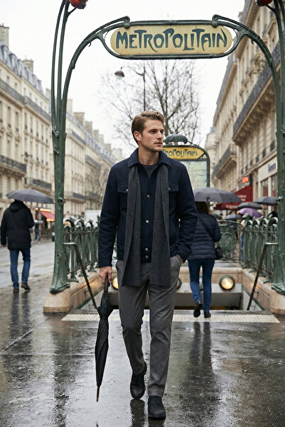 Buratti Slim Fit Jacket Collar Lined Cashmere Coat Men's Coat 58400347