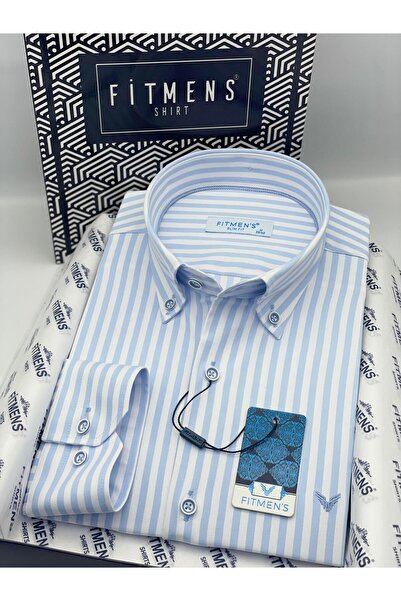 Fitmens Slim Fit Long Sleeve Lycra Striped Collar Buttoned Gift Boxed Men's S...