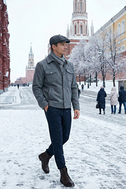 Buratti Ανδρικό παλτό Slim Fit με επένδυση γιακά και κασέ 58400347