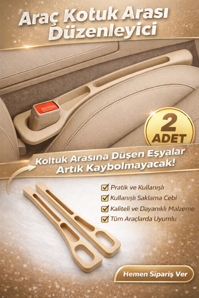 Atay Garage 2 Pieces Cream Color Car Seat Organizer Compatible with Sizes 7-40cm