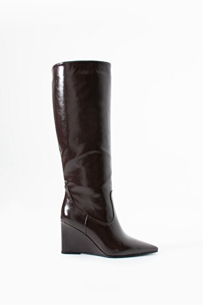 Eataly Shoes Harper Sivri Burun Dolgu Topuk Acı Kahve Kadın Çizme