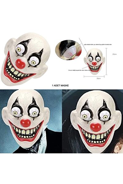 partidolu Halloween Sallanan Gözlü Clown Palyaço Korku Maskesi Yetişkin 24 X ...