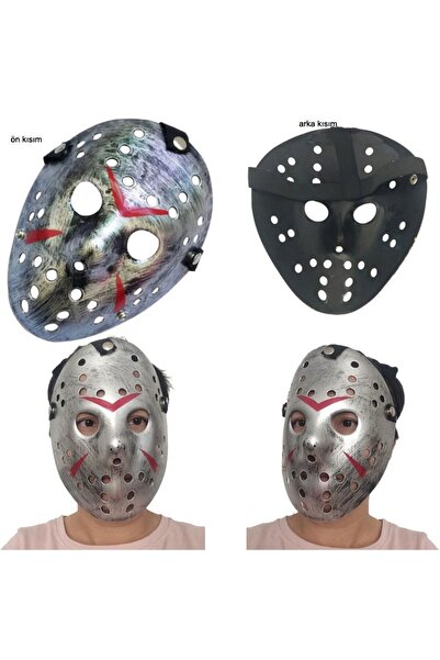 partidolu Halloween Jason Voorhees Hockey Hokey Maskesi Yetişkin Eskitme Gümü...