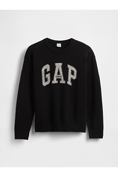 GAP Erkek Çocuk Siyah Logo Intarsia Kazak