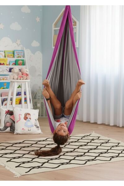 Svava Duyu Terapili Çocuk Salıncağı, Yaylı Antigravity - Terapi Salıncak Mor/gri