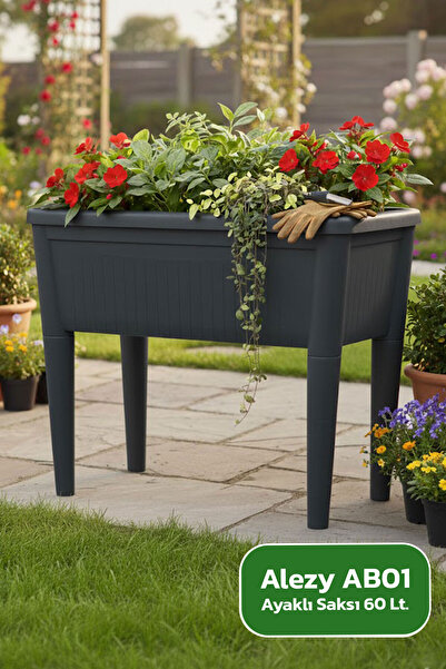 Alezy Ab01 Demonte Ayaklı Bahçe Saksısı 60 Litre Antrasit