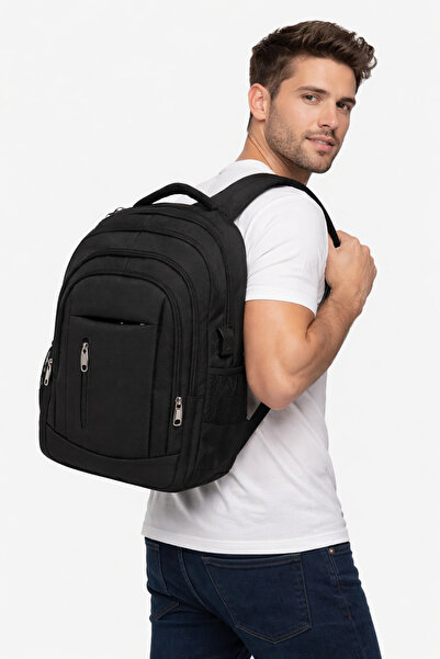 başkent çanta حقيبة ظهر للكمبيوتر المحمول مقاس 15.6 بوصة مع جهاز USB ومقصورة ...