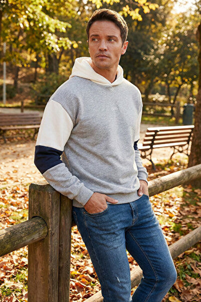 Buratti Cotton Relaxed Fit Hooded Inside Fuzzy Soft Ribbed Sweat Men's Sweat ...