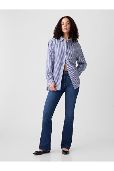 GAP Kadın Koyu Mavi Mid Rise Baby Boot Washwell™ Jean Pantolon