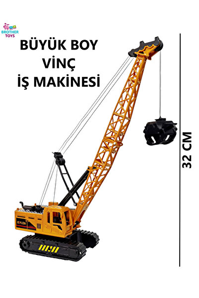 Brother Toys Büyük Boy Vinç Sarılır Makaralı İpli Oyuncak İş Makinesi Paletli...
