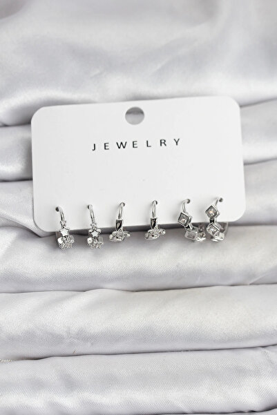 shopwave طقم أقراط نسائية من النحاس الفضي على شكل نجمة