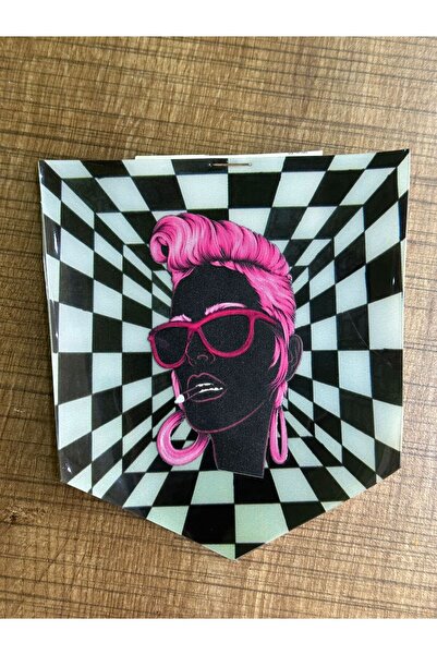 Gönülden Tasarım 13X12 Cm Fată în carouri cu păr roz Accesoriu pentru cusut Arma