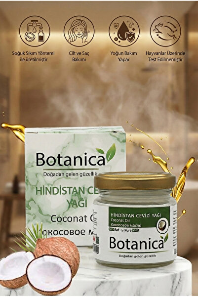 botanica %100 Saf Soğuk Sıkım Hindistan Cevizi Yağı 100 ml - Yıpranmış Saç Ma...