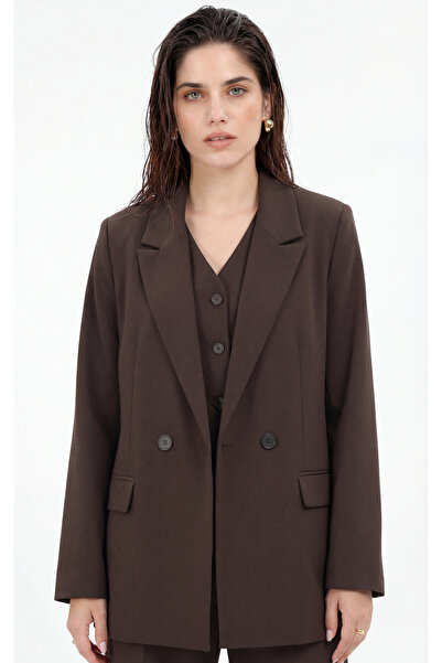 Hrsn Kadın Oversize Kruvaze Blazer Ceket