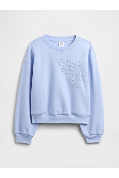 GAP Дівчача дитяча блакитна оверсайз-футболка з велосипедним коміром