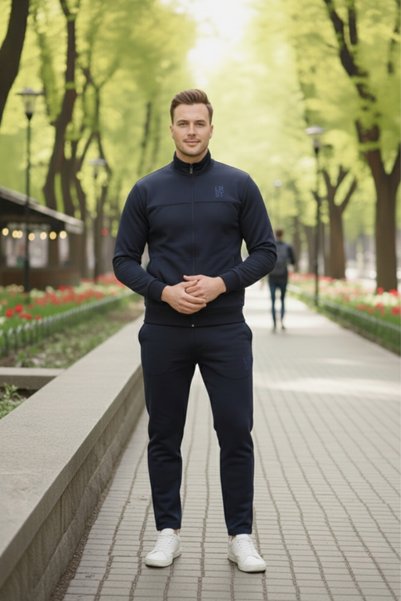 LFSPORT Men's Relaxed Navy Blue Tracksuit Set - 85752