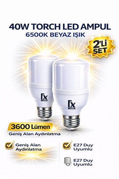 Ferled 40W Torch LED Ampul Beyaz Işık 6500K /Ferled FX /Yüksek Lümen Güçlü Ay...