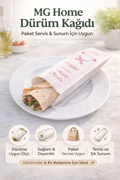 VENON 100 Adet 🌯Dürüm Kağıdı Dürüm Kese Kağıdı Dürüm Kılıfı 🌯 27 cm 🌯 Çiğk...