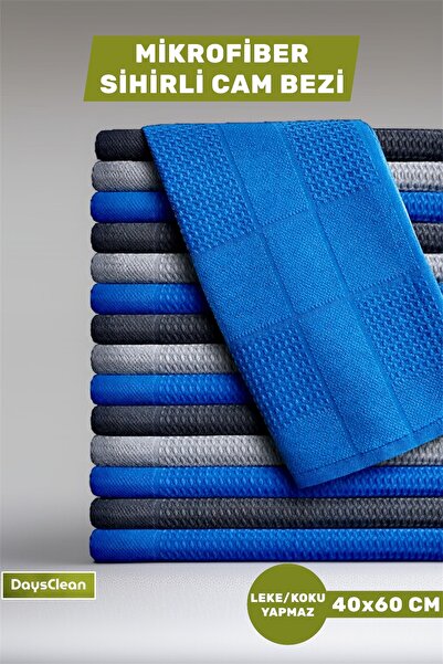 DaysClean 3'lü Premium Mikrofiber Sihirli Cam Bezi | Mutfak Cam Araba Temizli...