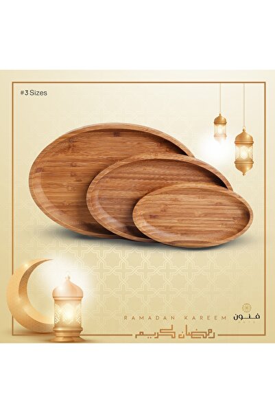 Generic Luxury 3-piece Oval Bamboo Serving Tray Set