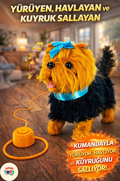 Tasma Kumandalı Havlayan Yürüyen Tasmalı Pilli Peluş Cici Köpek Pet