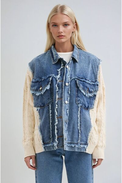 Lijuri Hand-knit comfortable denim jacket 6173