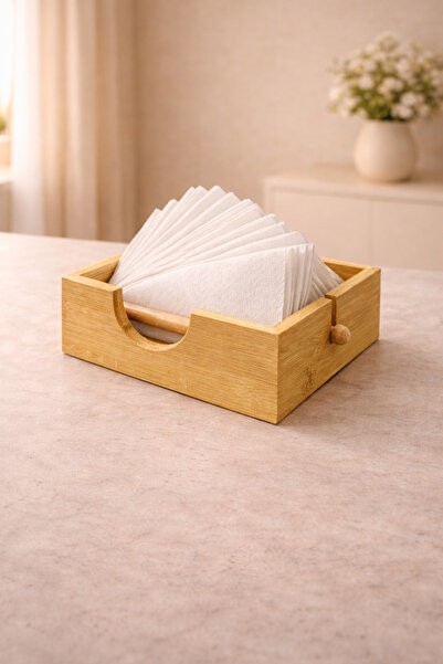 YzHome Bambu Peçetelik Saklama Kutusu Organizer Kare 18CM