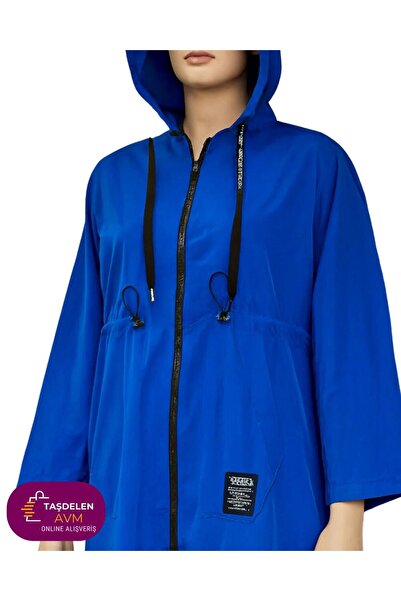 TAŞDELEN AVM Raincoat with Long Hat and Pocket Detail Italian Water Resistant