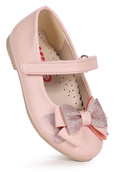 Kiko Kids Pantofi de balerină pentru fete cu velcro și paiete argintii