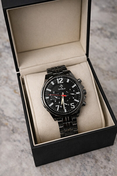 S.POLO موسم جديد أسود اللون حزام معدني للرجال ساعة اليد سوار هدية عيد الأب