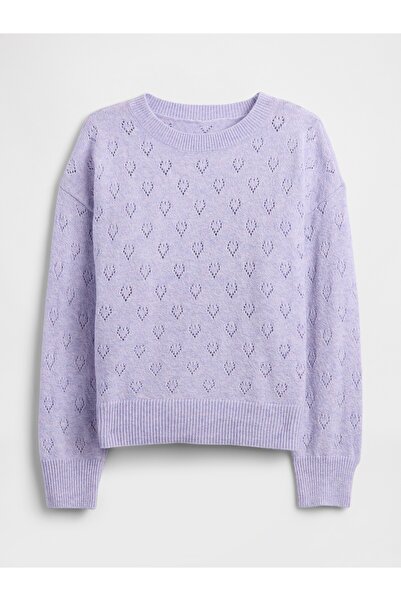 GAP Kız Bebek Lila CashSoft Pointelle Bisiklet Yaka Kazak