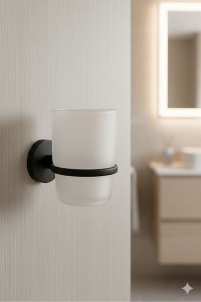 Aktel Banyo Siyah Diş Fırçalık Tutucu