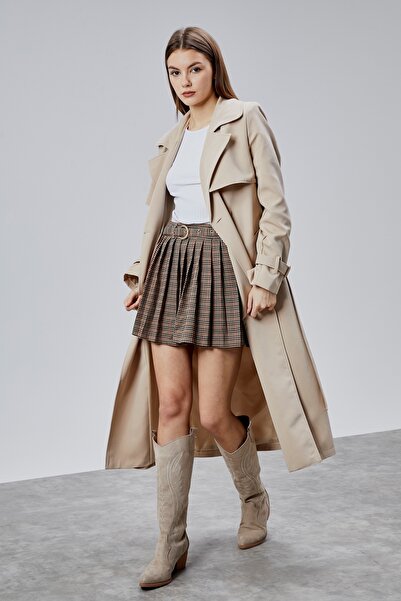 Bolivente Μπεζ καμπαρντίνα με λεπτομέρεια αντιανεμικής προστασίας 46636