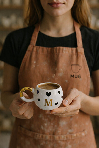 Mugtasarım كوب قهوة تركي مصنوع يدويًا من السيراميك مطلي بالذهب عيار 24 قيراط ...