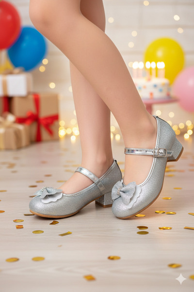 NeSe Shoes Pantofi cu toc pentru fete, pantofi de seară pentru fete cu sclipi...