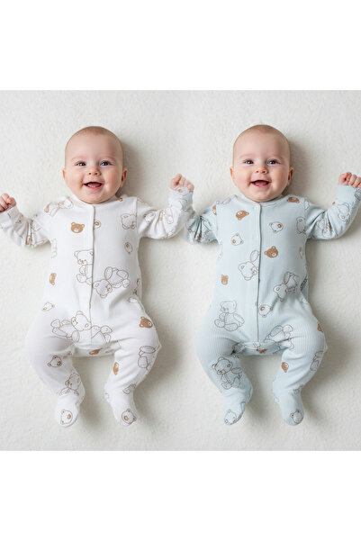 MİLAYS LİFE HOME COLLECTİON MİLAYS HAKİ VE EKRU Erkek Bebek Ayıcık Desenli 2l...