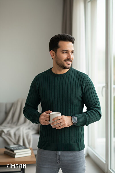 mayastyle سترة تريكو بياقة دائرية للرجال