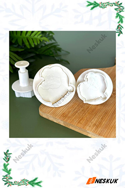 Neskuk قالب تقطيع صغير منقوش على شكل سانتا كلوز لعيد الميلاد، قالب تقطيع بسكو...