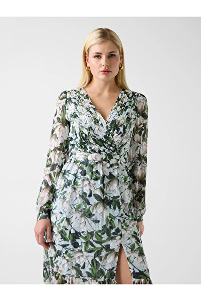 Guess Long Sleeve Ilenia Pleated Long Women's Multicolor Dress W6Rk39Wj712-Pm6A