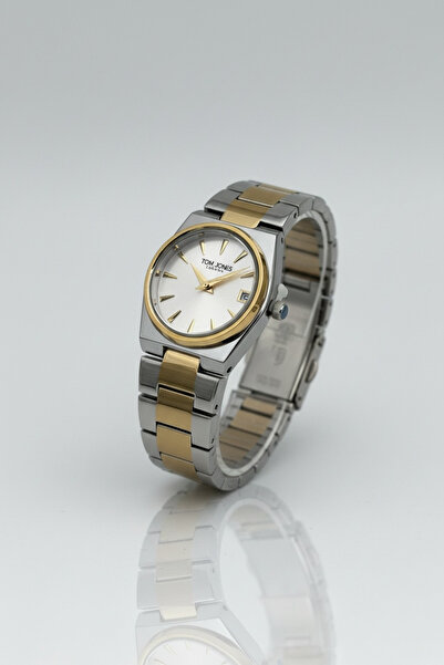 Tom Jones Women's Wristwatch with Steel Strap, Gold Winding, Calendar, Waterp...