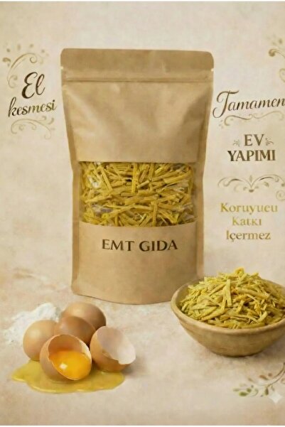 EMT GIDA Ev Yapımı Sade Sütlü Erişte – El Kesmesi, Katkısız, Doğal Ev Eriştes...