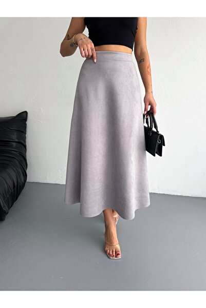 Gugus Women's Long Suede Skirt Flawless/Mevlana Model 90 cm Full Length