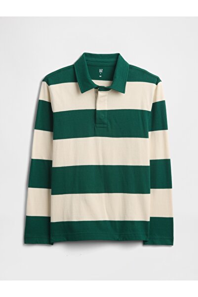 GAP Erkek Çocuk Koyu Yeşil Rugby Polo T-Shirt
