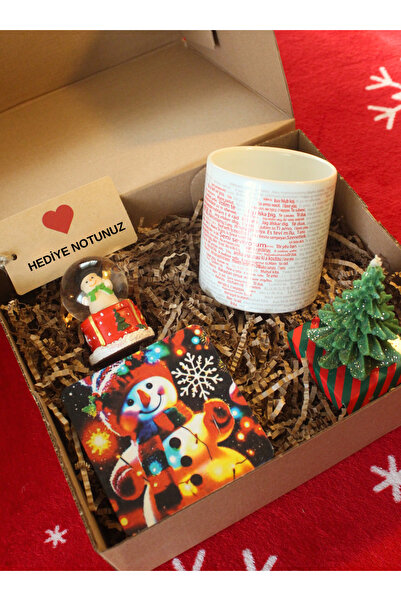 Paganca Kutulu Hediye Seti - Kupa & Kar Küresi & Bardak Altlığı & Mum
