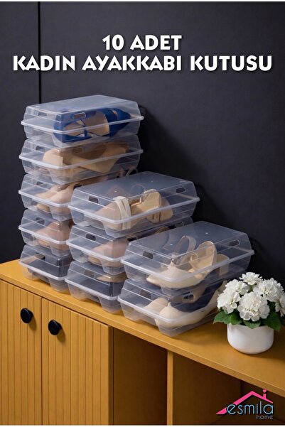 Coffee Moni 10 ADET KADIN AYAKKABI KUTUSU AYAKKABI DÜZENLEYİCİ ORGANİZER ŞEFFAF