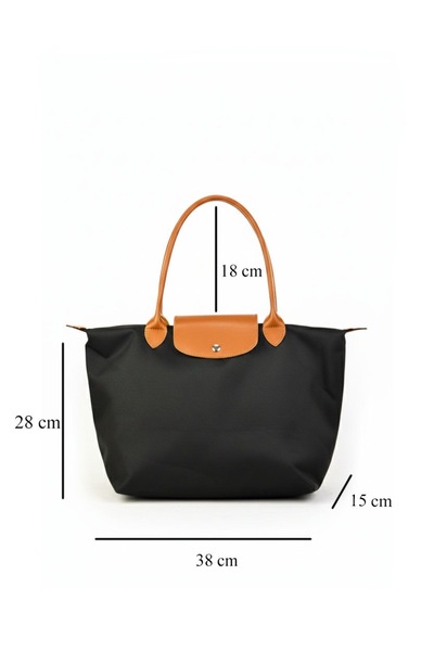 timelessbag Folding Zippered Women's Black Handbag Fabric