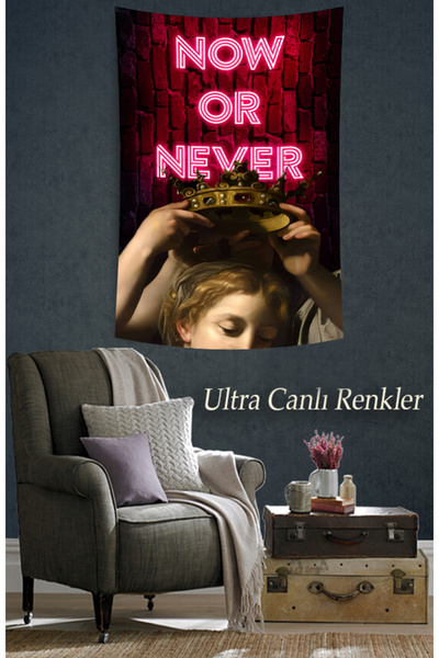 Nivendi Şimdi ya da Asla Kumaş Duvar Örtüsü Ev Dekorasyon Duvar Halısı Tapestry