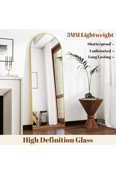 Generic مرآة بيضاوية حديثة كاملة الطول بإطار معدني أسود {167×55}سم