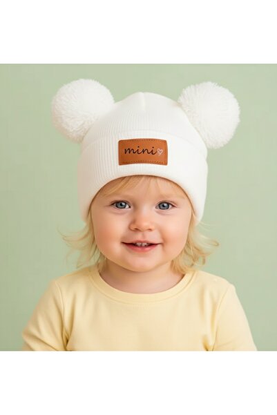 alka Bebek Bere Mini Çift Ponponlu Triko 0-24 Ay